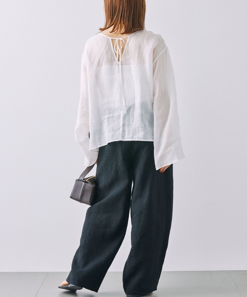 BABYLONE（バビロン）の「リネンワンタックパンツ（その他パンツ・レディース・ナチュラル/ブラック・36inch/38inch）」の11枚目の写真