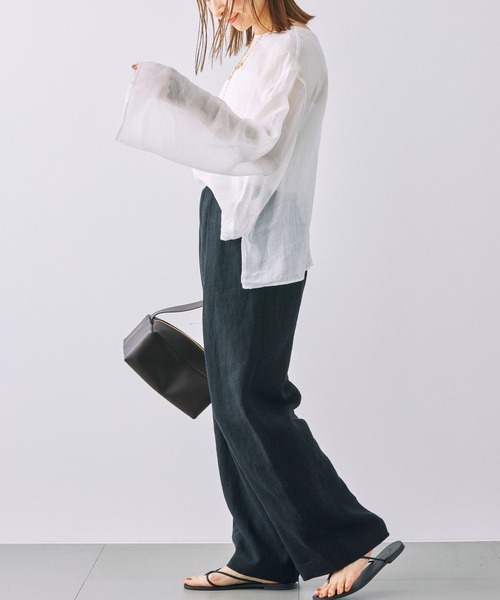 BABYLONE（バビロン）の「リネンワンタックパンツ（その他パンツ・レディース・ナチュラル/ブラック・36inch/38inch）」の10枚目の写真