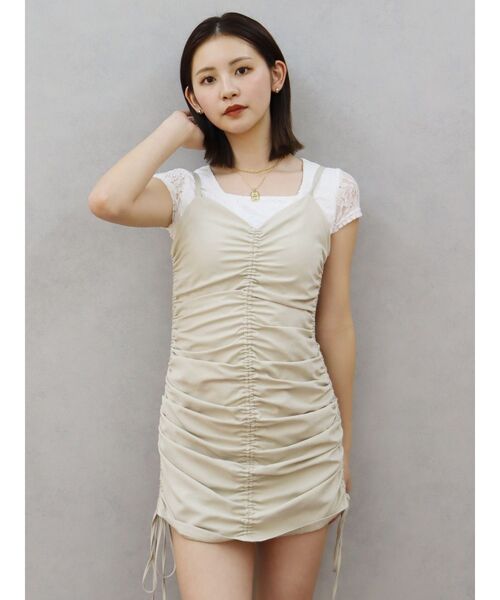 EVRIS（エヴリス）の「ドロストミニワンピース（ワンピース・レディース・アイボリー/ブラック・SMALL/MEDIUM）」の9枚目の写真