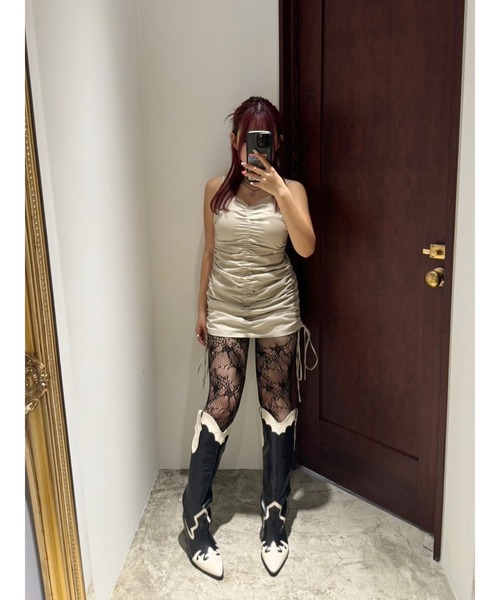 EVRIS（エヴリス）の「ドロストミニワンピース（ワンピース・レディース・アイボリー/ブラック・SMALL/MEDIUM）」の5枚目の写真