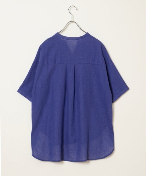 LBC（エルビーシー）の「リネンコットンバンドカラー半袖シャツ（シャツ/ブラウス・レディース・オレンジ/ホワイト/ブルー/チャコールグレー・M）」の6枚目の写真