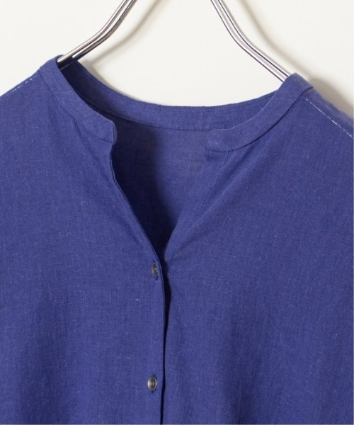 LBC（エルビーシー）の「リネンコットンバンドカラー半袖シャツ（シャツ/ブラウス・レディース・オレンジ/ホワイト/ブルー/チャコールグレー・M）」の7枚目の写真