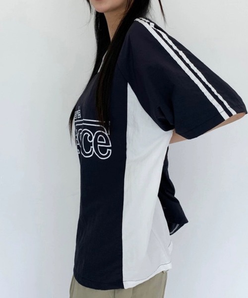 LYEON(リヨン)の「ユニフォームデザイントップス/ナイロンプルオーバー(Tシャツ/カットソー・レディース・ブラック/オフホワイト/ネイビー・FREE)」の13枚目の写真