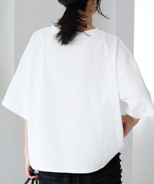 LAVEANGE(ラビアンジェ)の「フロッキーロゴプリントTシャツ(Tシャツ/カットソー・レディース・ホワイト/オフホワイト/チャコールグレー・M/LL/3L/4L/5L)」の14枚目の写真