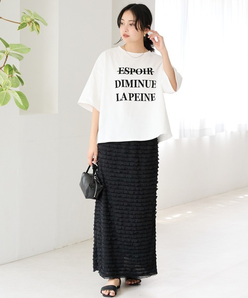 LAVEANGE(ラビアンジェ)の「フロッキーロゴプリントTシャツ(Tシャツ/カットソー・レディース・ホワイト/オフホワイト/チャコールグレー・M/LL/3L/4L/5L)」の17枚目の写真