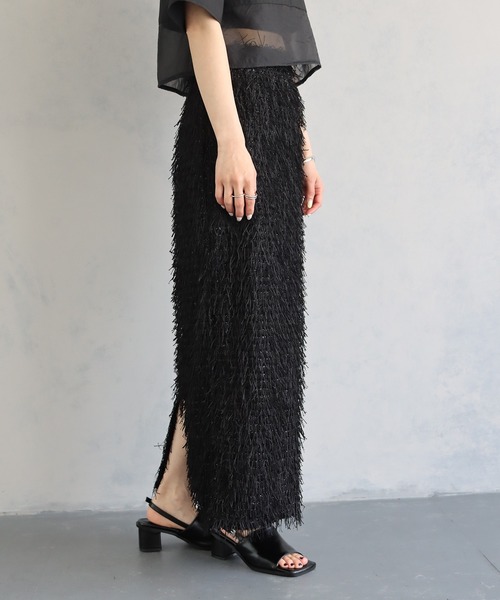 cheriella(シェリエラ)の「【cheriella】WEB限定ラメフリンジタイトスカート(スカート・レディース・ブラック/オフホワイト/ブルー・M)」の7枚目の写真