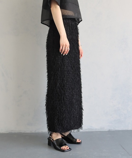cheriella(シェリエラ)の「【cheriella】WEB限定ラメフリンジタイトスカート(スカート・レディース・ブラック/オフホワイト/ブルー・M)」の6枚目の写真