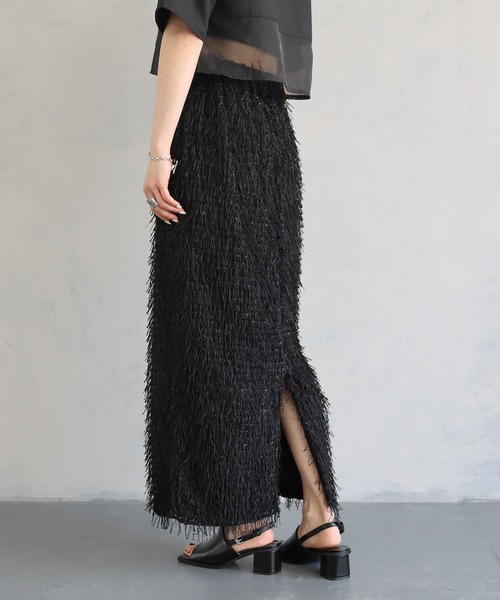 cheriella(シェリエラ)の「【cheriella】WEB限定ラメフリンジタイトスカート(スカート・レディース・ブラック/オフホワイト/ブルー・M)」の5枚目の写真