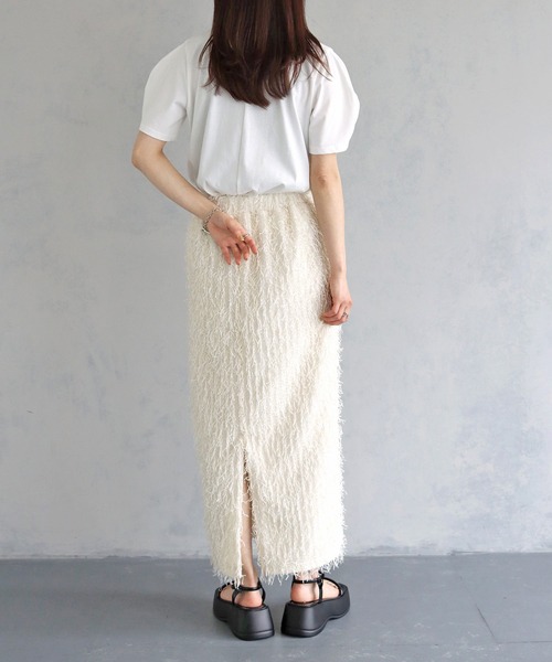 cheriella(シェリエラ)の「【cheriella】WEB限定ラメフリンジタイトスカート(スカート・レディース・ブラック/オフホワイト/ブルー・M)」の12枚目の写真