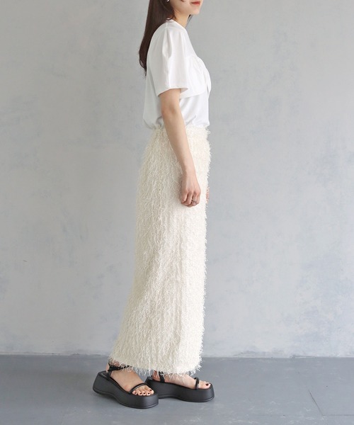 cheriella(シェリエラ)の「【cheriella】WEB限定ラメフリンジタイトスカート(スカート・レディース・ブラック/オフホワイト/ブルー・M)」の11枚目の写真