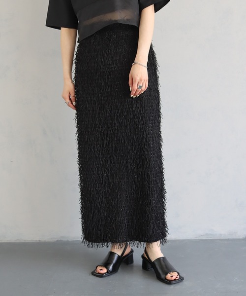 cheriella(シェリエラ)の「【cheriella】WEB限定ラメフリンジタイトスカート(スカート・レディース・ブラック/オフホワイト/ブルー・M)」の8枚目の写真