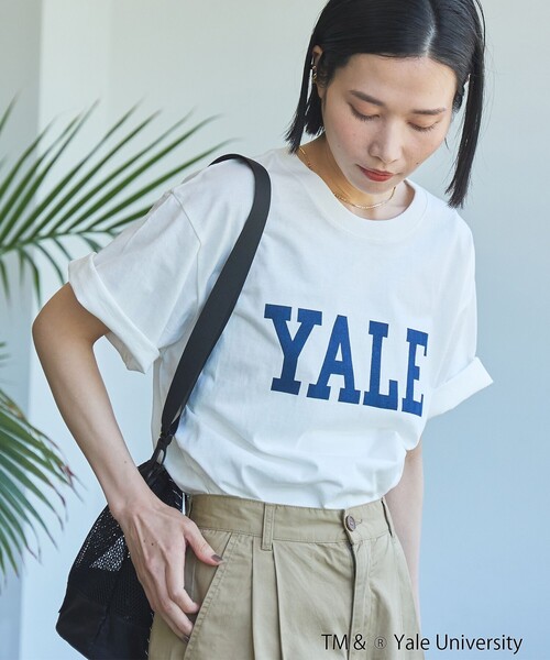 coen(コーエン)の「YALE別注ロゴプリントバック刺繍Tシャツ(Tシャツ/カットソー・レディース・オフホワイト/ライトブルー/ライトピンク/ダークグレー・FREE)」の1枚目の写真