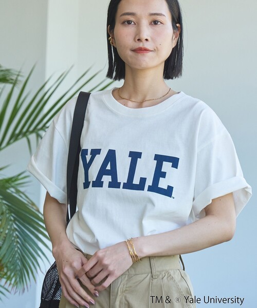 coen(コーエン)の「YALE別注ロゴプリントバック刺繍Tシャツ(Tシャツ/カットソー・レディース・オフホワイト/ライトブルー/ライトピンク/ダークグレー・FREE)」の5枚目の写真
