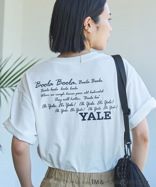 coen(コーエン)の「YALE別注ロゴプリントバック刺繍Tシャツ(Tシャツ/カットソー・レディース・オフホワイト/ライトブルー/ライトピンク/ダークグレー・FREE)」の6枚目の写真