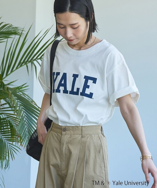 coen(コーエン)の「YALE別注ロゴプリントバック刺繍Tシャツ(Tシャツ/カットソー・レディース・オフホワイト/ライトブルー/ライトピンク/ダークグレー・FREE)」の7枚目の写真