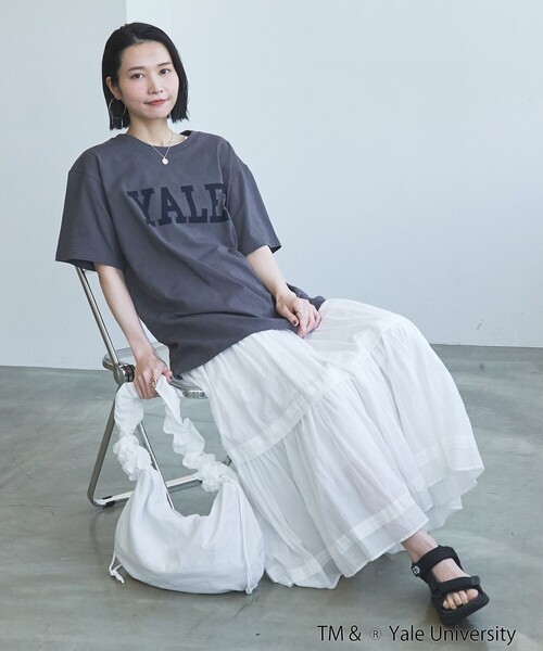 coen(コーエン)の「YALE別注ロゴプリントバック刺繍Tシャツ(Tシャツ/カットソー・レディース・オフホワイト/ライトブルー/ライトピンク/ダークグレー・FREE)」の20枚目の写真