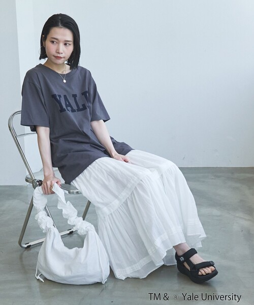 coen(コーエン)の「YALE別注ロゴプリントバック刺繍Tシャツ(Tシャツ/カットソー・レディース・オフホワイト/ライトブルー/ライトピンク/ダークグレー・FREE)」の21枚目の写真
