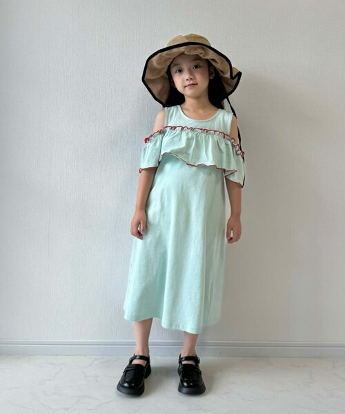 CIAOPANIC TYPY（チャオパニックティピー）の「■【KIDS】配色メロウオフショルワンピ（ワンピース・キッズ・ブラック/ブルー系その他/オレンジ・SMALL/MEDIUM/LARGE/X-LARGE/XX-LARGE）」の11枚目の写真
