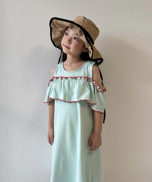 CIAOPANIC TYPY（チャオパニックティピー）の「■【KIDS】配色メロウオフショルワンピ（ワンピース・キッズ・ブラック/ブルー系その他/オレンジ・SMALL/MEDIUM/LARGE/X-LARGE/XX-LARGE）」の12枚目の写真