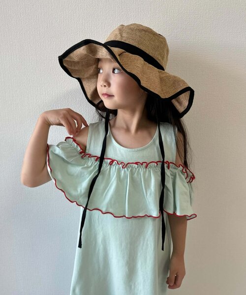 CIAOPANIC TYPY（チャオパニックティピー）の「■【KIDS】配色メロウオフショルワンピ（ワンピース・キッズ・ブラック/ブルー系その他/オレンジ・SMALL/MEDIUM/LARGE/X-LARGE/XX-LARGE）」の14枚目の写真