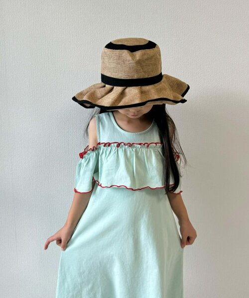 CIAOPANIC TYPY（チャオパニックティピー）の「■【KIDS】配色メロウオフショルワンピ（ワンピース・キッズ・ブラック/ブルー系その他/オレンジ・SMALL/MEDIUM/LARGE/X-LARGE/XX-LARGE）」の15枚目の写真