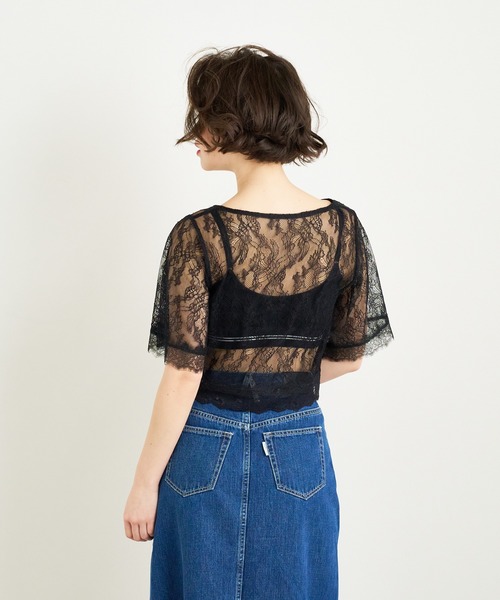 ANNA SUI NYC（アナ スイ エヌ ワイ シー）の「ANNA SUI NYC ボタニカルモチーフレースクロップドトップス（Tシャツ/カットソー・レディース・ブラック/ホワイト/パープル・FREE）」の13枚目の写真