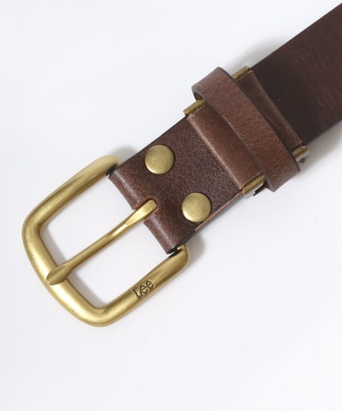 Lee（リー）の「Lee/リー Leather Narrow Belt/30mm 牛革 スクエアバックル レザーベルト/レディース メンズ（ベルト・メンズ・ブラウン/ブラック/ダークブラウン・FREE）」の12枚目の写真