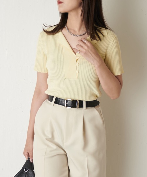 Lui's（ルイス）の「ニットポロ（ニット/セーター・レディース・レッド/グレー/レモンイエロー/ブラック・FREE）」の3枚目の写真