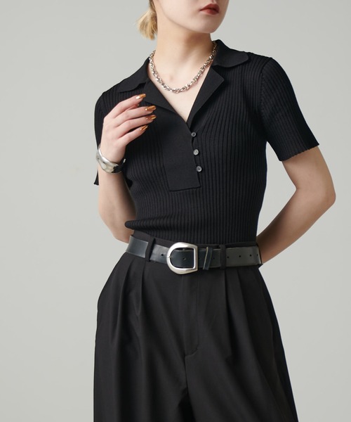 Lui's（ルイス）の「ニットポロ（ニット/セーター・レディース・レッド/グレー/レモンイエロー/ブラック・FREE）」の2枚目の写真