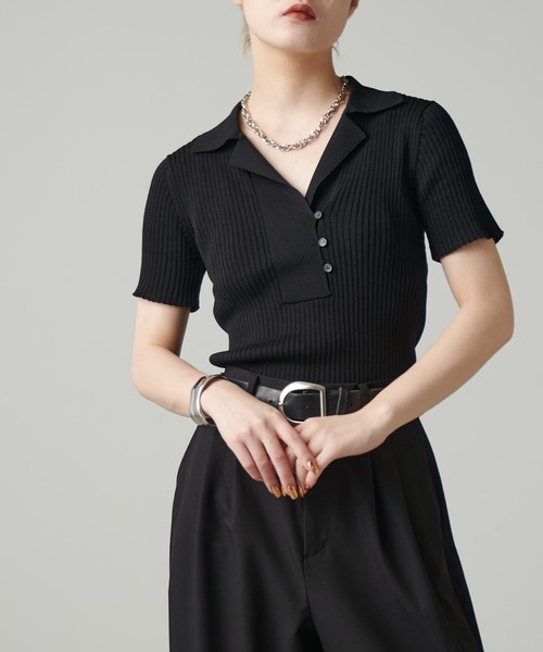 Lui's（ルイス）の「ニットポロ（ニット/セーター・レディース・レッド/グレー/レモンイエロー/ブラック・FREE）」の12枚目の写真