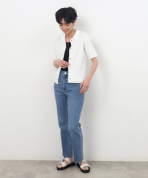ニット セーター クリスプC/Nポロ（セットアップ可） レディース Chico（チコ）の「【セットアップ】襟付きポロニット（ニット