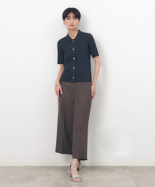 OPAQUE.CLIP（オペークドットクリップ）の「◆UV ワイドリブポロニット【抗ピル/洗濯機洗い可】（ニット/セーター・レディース・ホワイト/ネイビー/ダークブラウン・36/38/42/40）」の8枚目の写真