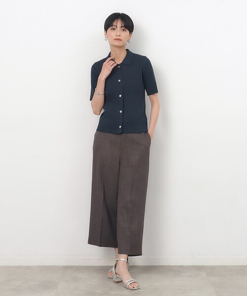 ニット セーター クリスプC/Nポロ（セットアップ可） レディース Chico ニット セーター 「セットアップ対応」刺繍入り襟付き
