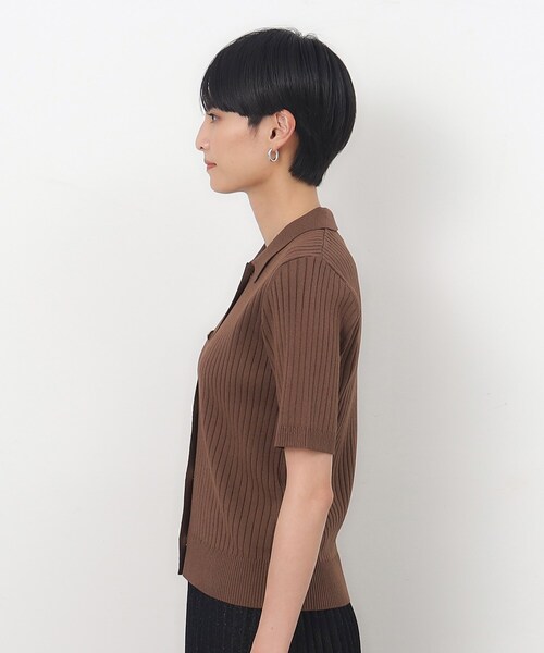 OPAQUE.CLIP（オペークドットクリップ）の「◆UV ワイドリブポロニット【抗ピル/洗濯機洗い可】（ニット/セーター・レディース・ホワイト/ネイビー/ダークブラウン・36/38/42/40）」の17枚目の写真