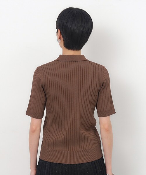 OPAQUE.CLIP（オペークドットクリップ）の「◆UV ワイドリブポロニット【抗ピル/洗濯機洗い可】（ニット/セーター・レディース・ホワイト/ネイビー/ダークブラウン・36/38/42/40）」の18枚目の写真