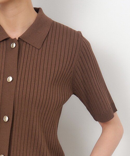 OPAQUE.CLIP（オペークドットクリップ）の「◆UV ワイドリブポロニット【抗ピル/洗濯機洗い可】（ニット/セーター・レディース・ホワイト/ネイビー/ダークブラウン・36/38/42/40）」の22枚目の写真