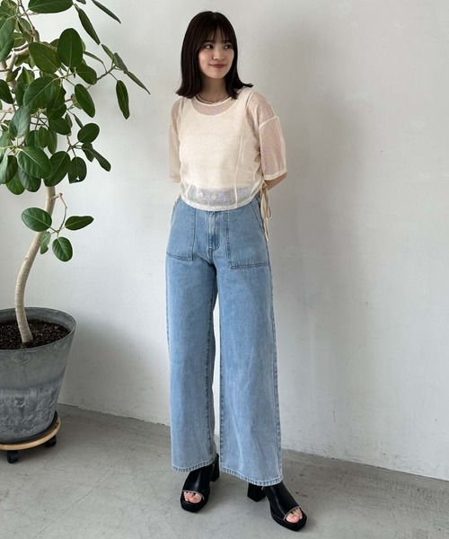 archives（アルシーヴ）の「サイドドロストメッシュＴＯＰＳ（Tシャツ/カットソー・レディース・アイボリー/ブラック/ブルー・MEDIUM）」の7枚目の写真