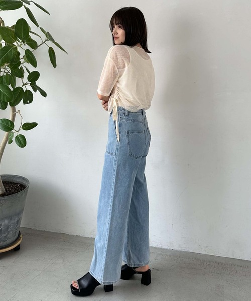 archives（アルシーヴ）の「サイドドロストメッシュＴＯＰＳ（Tシャツ/カットソー・レディース・アイボリー/ブラック/ブルー・MEDIUM）」の8枚目の写真