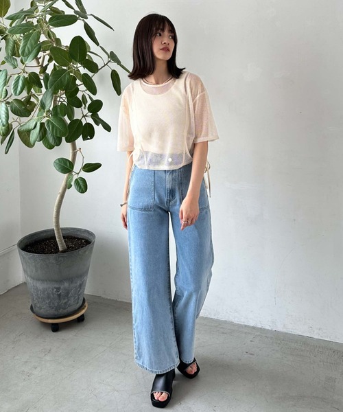 archives（アルシーヴ）の「サイドドロストメッシュＴＯＰＳ（Tシャツ/カットソー・レディース・アイボリー/ブラック/ブルー・MEDIUM）」の10枚目の写真