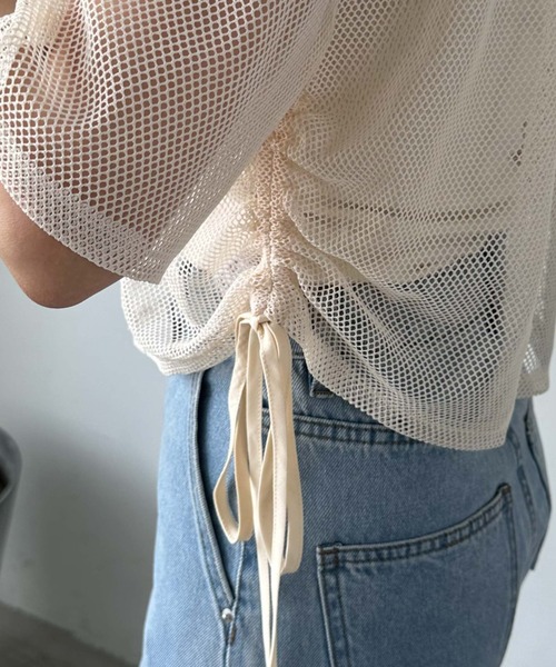 archives（アルシーヴ）の「サイドドロストメッシュＴＯＰＳ（Tシャツ/カットソー・レディース・アイボリー/ブラック/ブルー・MEDIUM）」の11枚目の写真