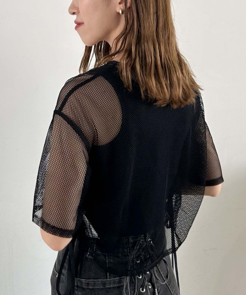 archives（アルシーヴ）の「サイドドロストメッシュＴＯＰＳ（Tシャツ/カットソー・レディース・アイボリー/ブラック/ブルー・MEDIUM）」の13枚目の写真