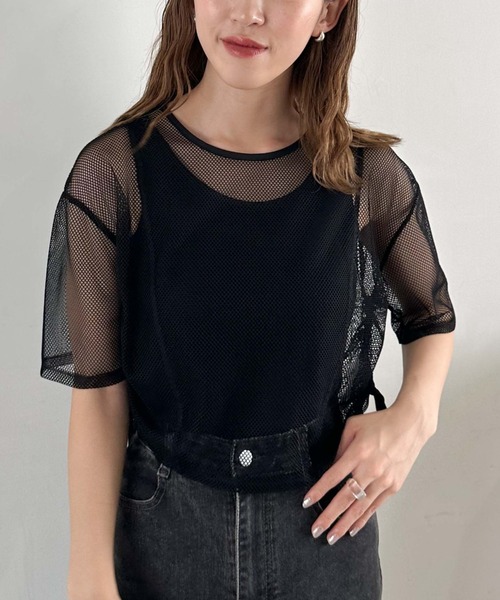 archives（アルシーヴ）の「サイドドロストメッシュＴＯＰＳ（Tシャツ/カットソー・レディース・アイボリー/ブラック/ブルー・MEDIUM）」の15枚目の写真