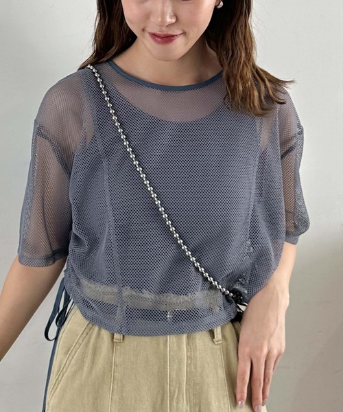 archives（アルシーヴ）の「サイドドロストメッシュＴＯＰＳ（Tシャツ/カットソー・レディース・アイボリー/ブラック/ブルー・MEDIUM）」の20枚目の写真