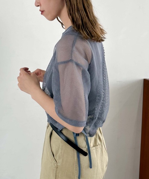 archives（アルシーヴ）の「サイドドロストメッシュＴＯＰＳ（Tシャツ/カットソー・レディース・アイボリー/ブラック/ブルー・MEDIUM）」の21枚目の写真