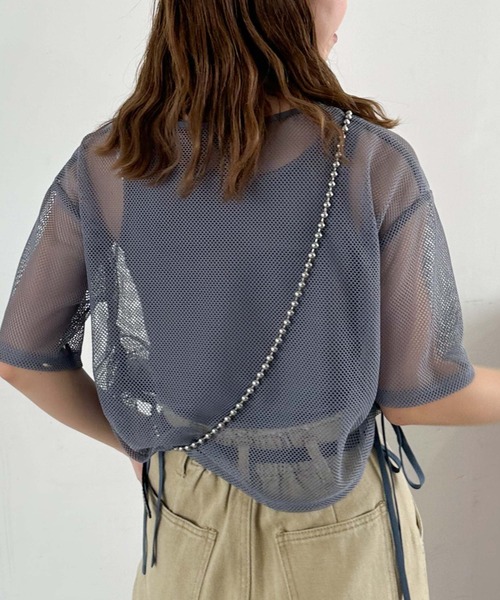 archives（アルシーヴ）の「サイドドロストメッシュＴＯＰＳ（Tシャツ/カットソー・レディース・アイボリー/ブラック/ブルー・MEDIUM）」の22枚目の写真