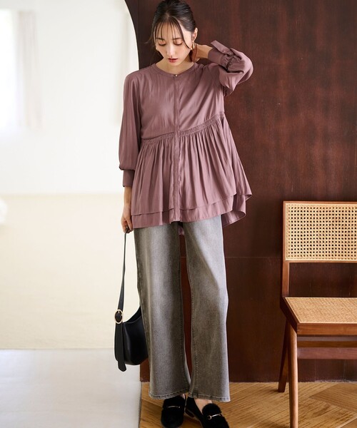 ANY SIS（エニィスィス）の「【洗える】セミワイド デニムパンツ（デニムパンツ・レディース・ダルブルー系/グレー系・1/2/3）」の3枚目の写真