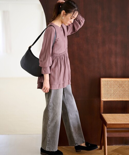 ANY SIS（エニィスィス）の「【洗える】セミワイド デニムパンツ（デニムパンツ・レディース・ダルブルー系/グレー系・1/2/3）」の4枚目の写真