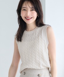 【WEB限定セール】ケーブル編みノースリーブサマーニット