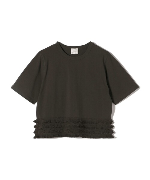 SHIPS(シップス)の「0 x ones:〈手洗い可能〉フリンジ TEE(Tシャツ/カットソー・レディース・オフホワイト/ダークグレー/グリーン・ONE SIZE)」の1枚目の写真