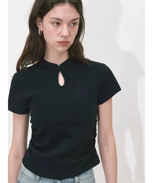 Fano Studios（ファノ ストゥディオズ）の「チャイナカラー　ショートスリーブトップス FX24S200【Fano Studios】（Tシャツ/カットソー・レディース・ブラック・L/M/S）」の7枚目の写真
